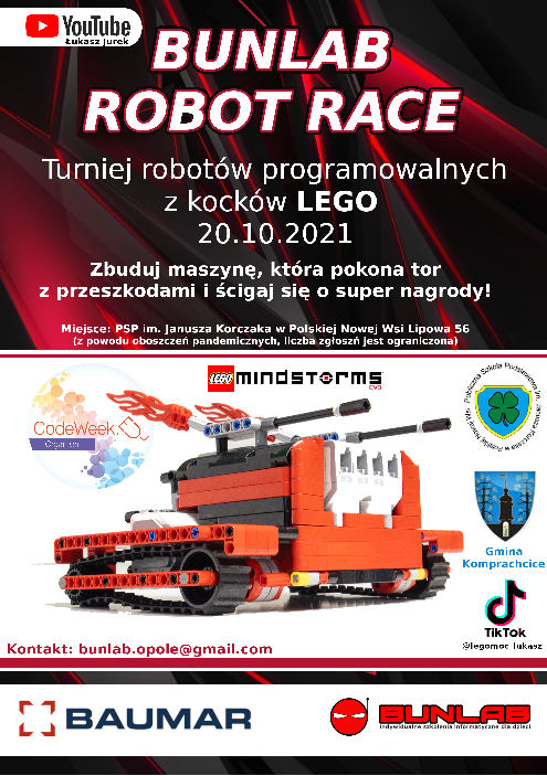 Plakat turniej Robot Race Bunlab 2021a